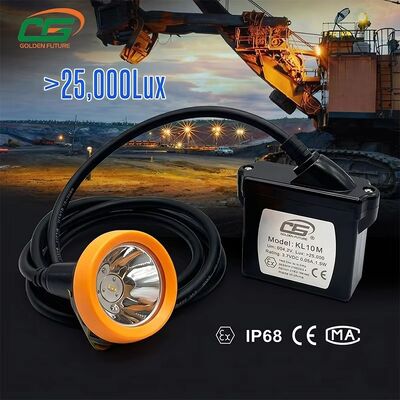 ATEX KL10M 25000Lux IP68 Waterproof LED Mining Headlamp with 10Ah Rechargeable Li-ion Battery